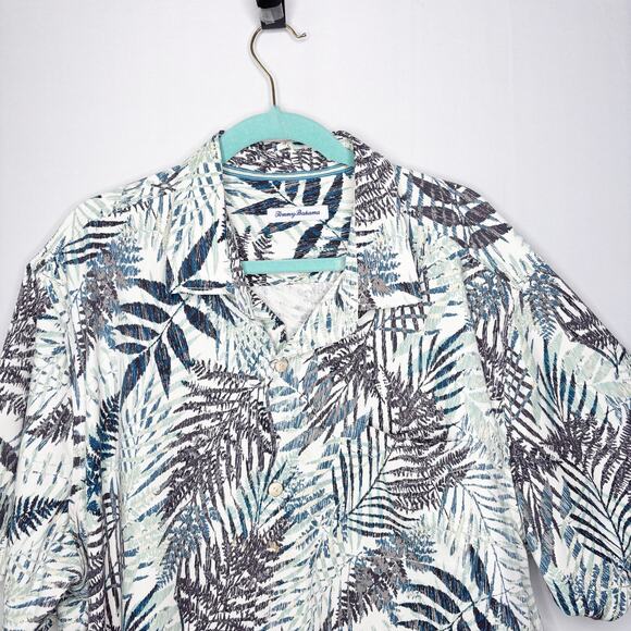 Tommy Bahama Shirt Mens XXL Silk Cool Max Poly Neutral Tropical Botanical - Picture 3 of 10